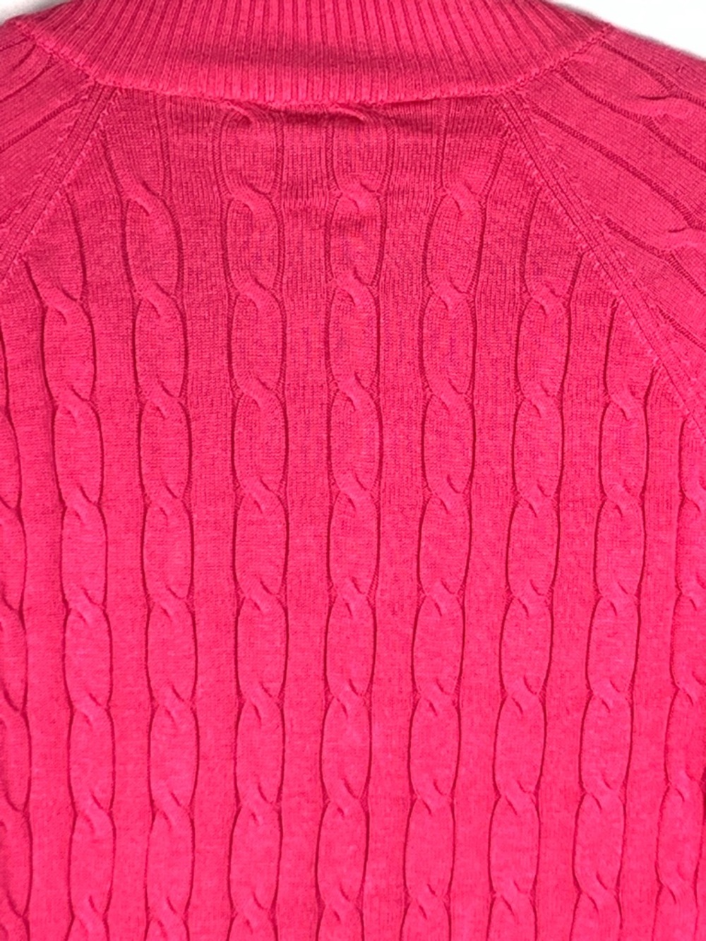 Kate Lord Womens Sweater L Pink Cable Knit Full Zip Golf Cardigan Pockets - Picture 10 of 13